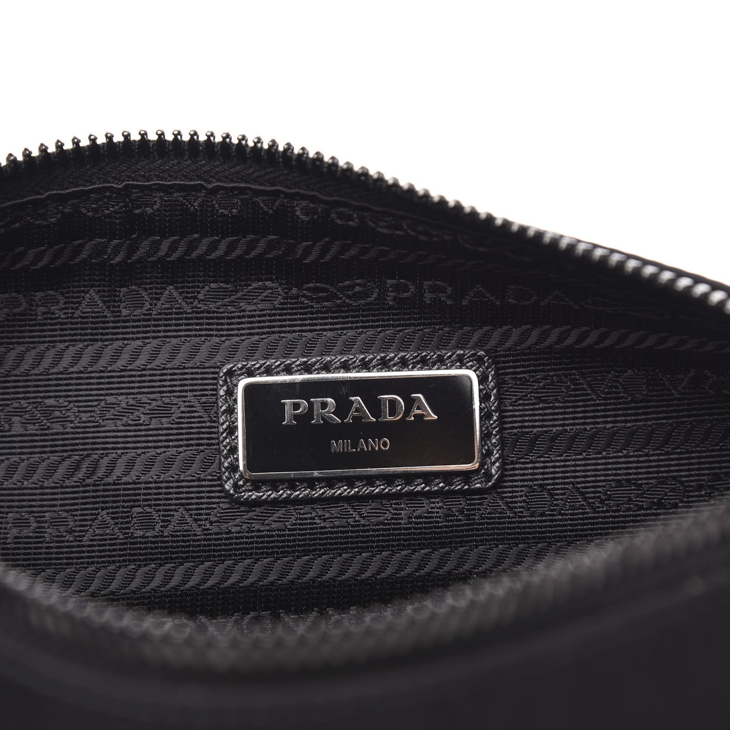 Tessuto Nylon Saffiano Pocket Zippered Shoulder Bag Black