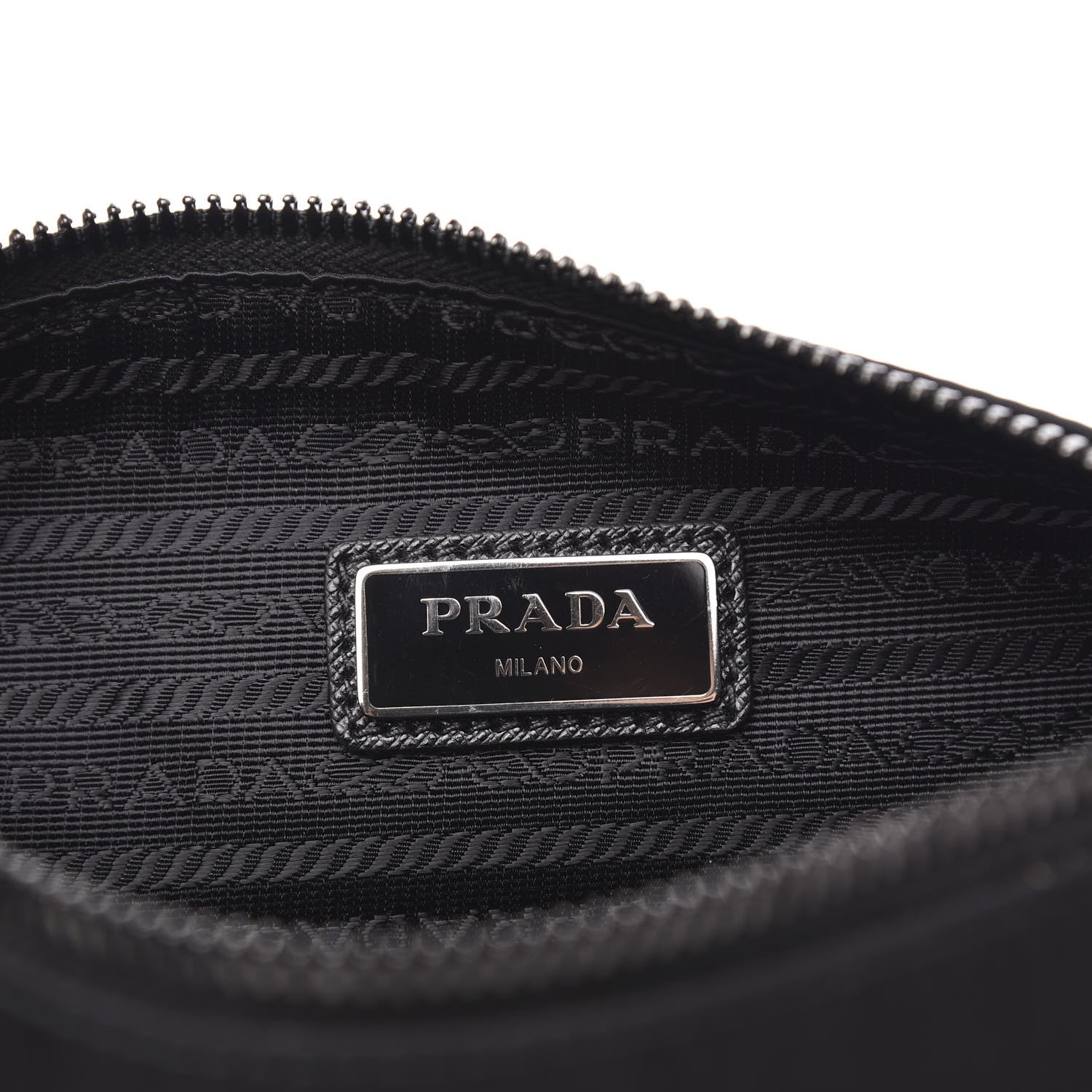 Prada Tessuto Nylon Saffiano Pocket Zippered Shoulder Bag Black 6 of 9