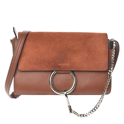 Chloe Suede Calfskin Small Faye Shoulder Bag Tobacco 1 of 9