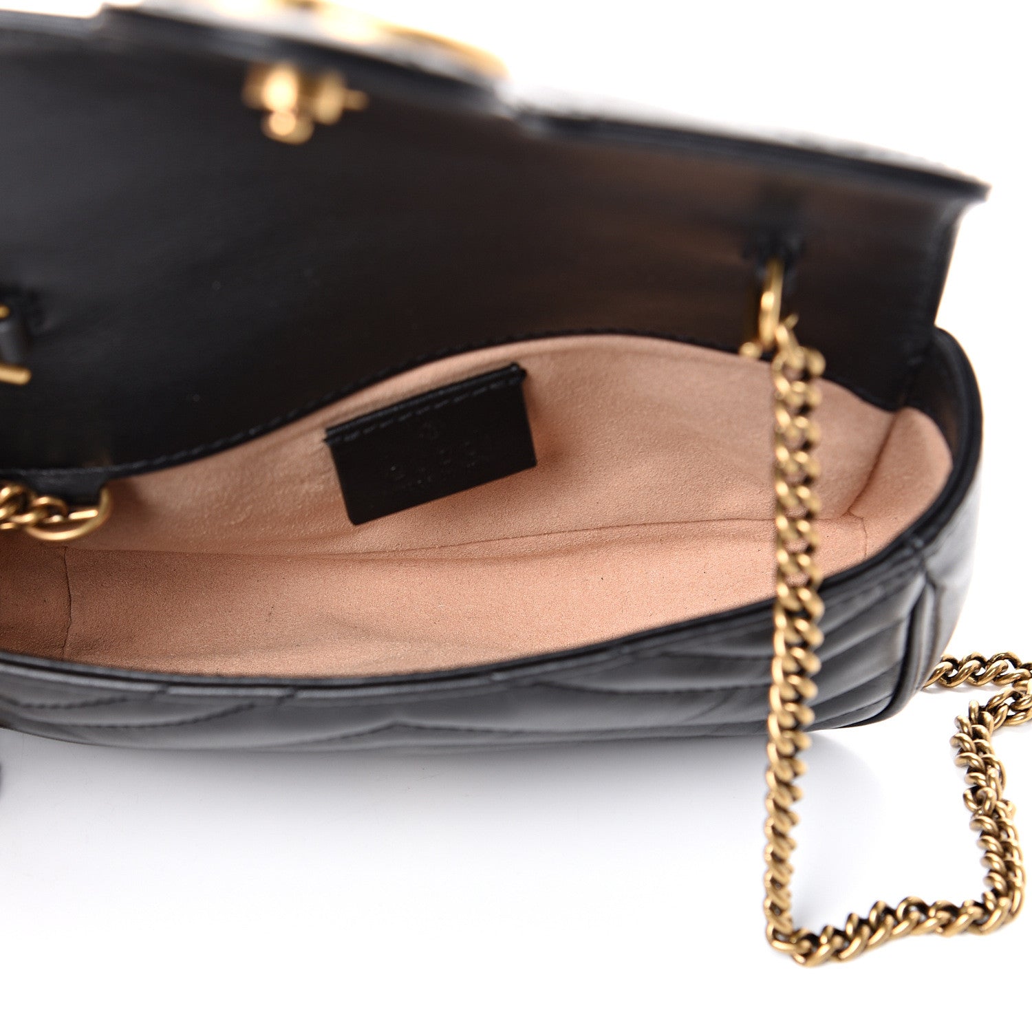 Gucci Calfskin Matelasse Super Mini GG Marmont Shoulder Bag Black 4 of 10