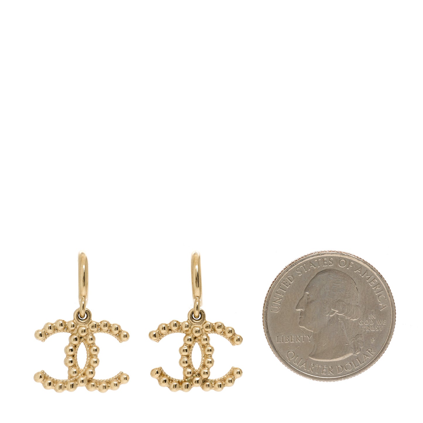 Metal Bead CC Drop Earrings Gold