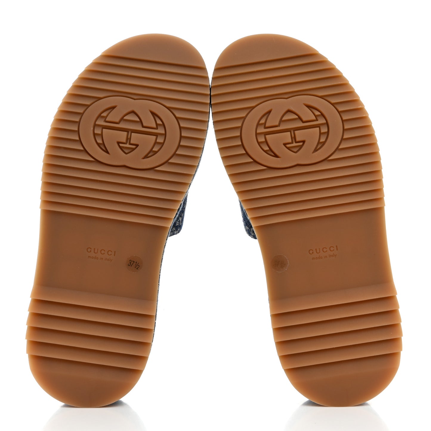 New Denim GG Monogram Angelina Platform 55mm Slide Sandals 37.5 Blue Tea