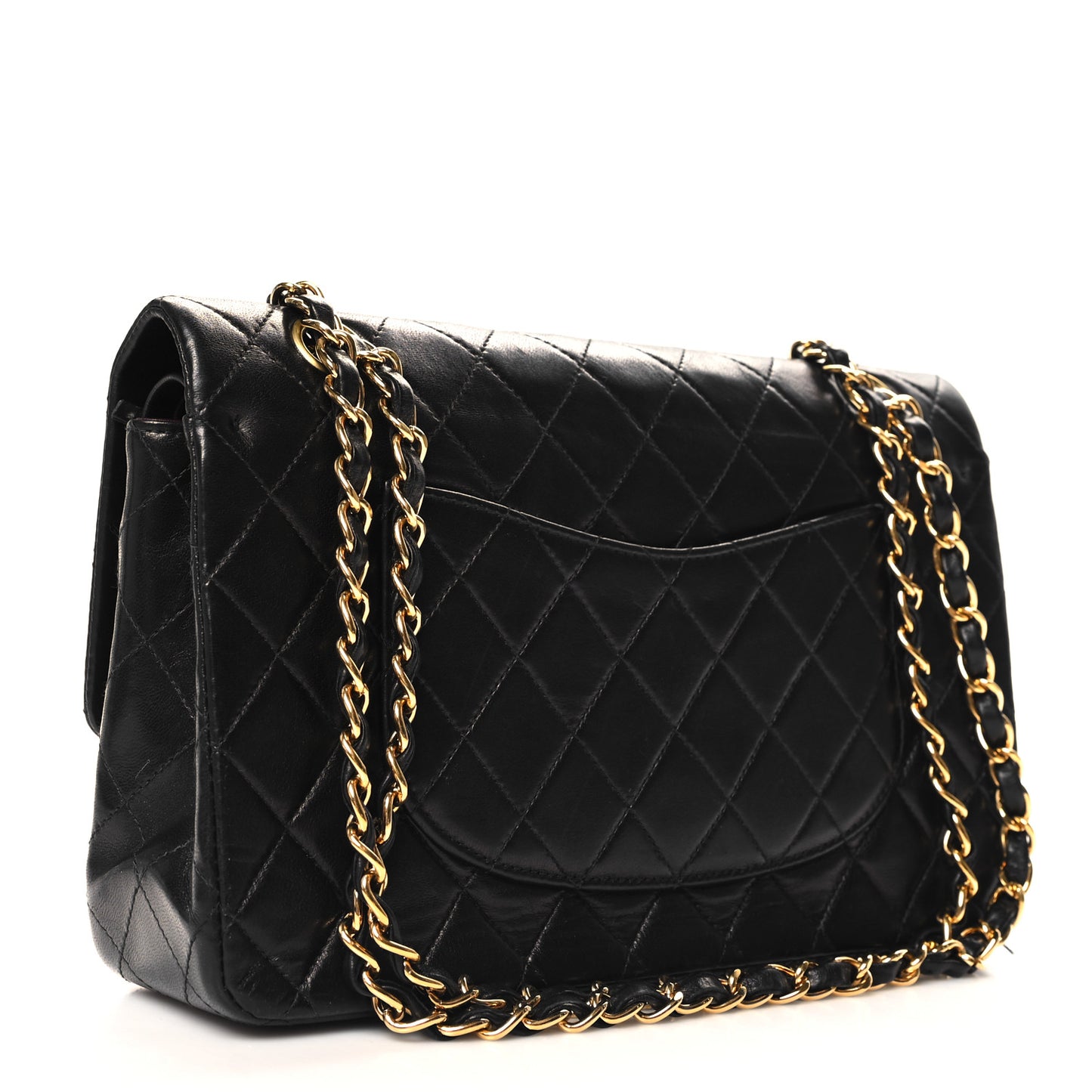 Lambskin Quilted Medium Double Flap Black