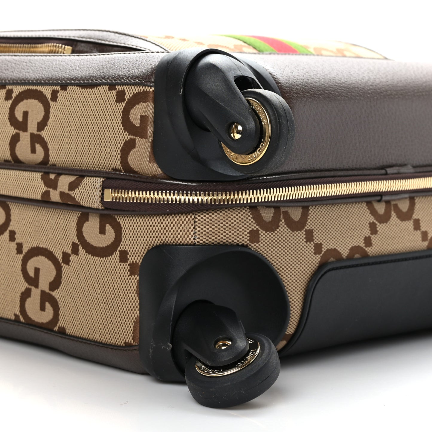 Monogram Jumbo GG Textured Dollar Calfskin Web Small Savoy Cabin Trolley Camel Ebony New Acero