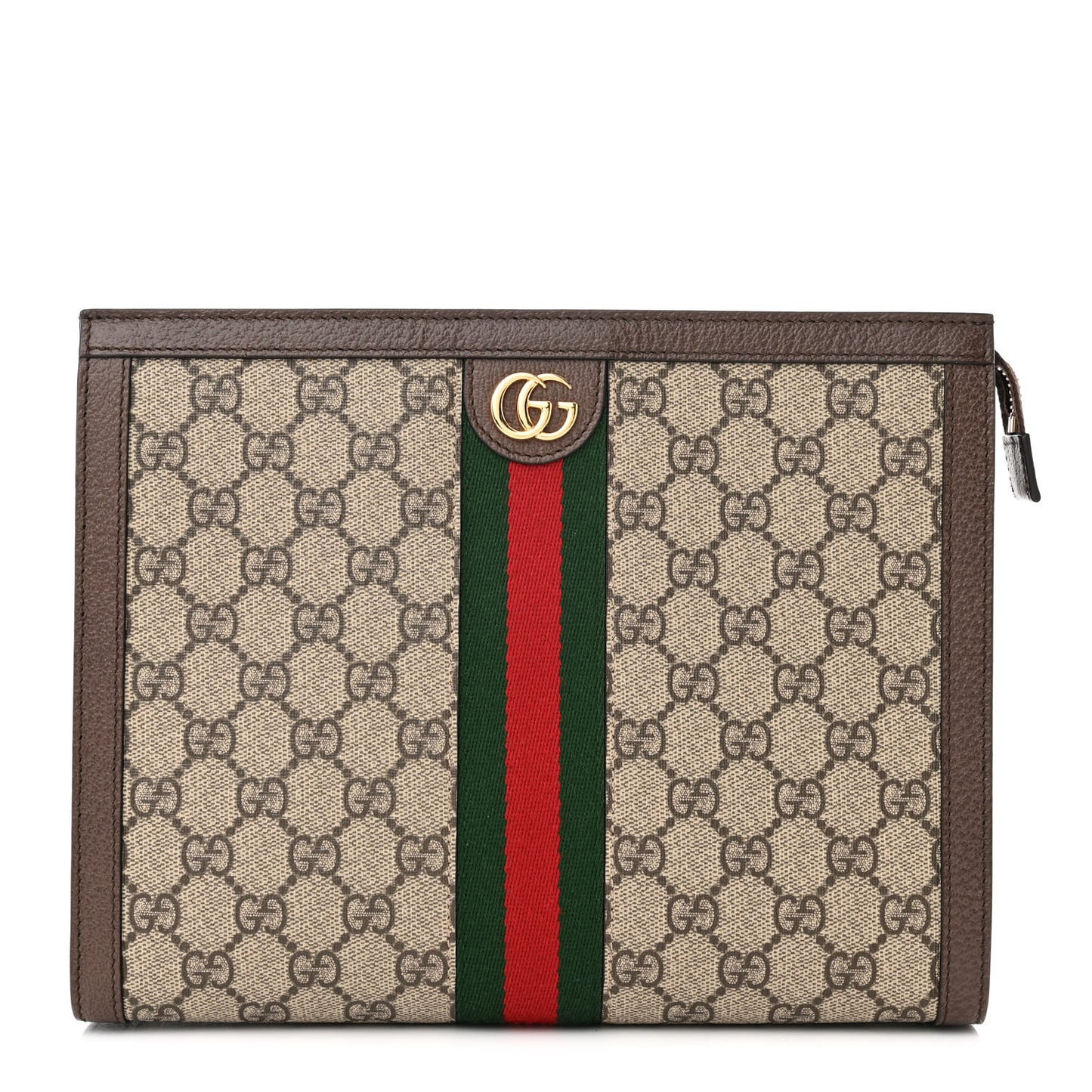 GG Supreme Monogram Web Ophidia Pouch Brown