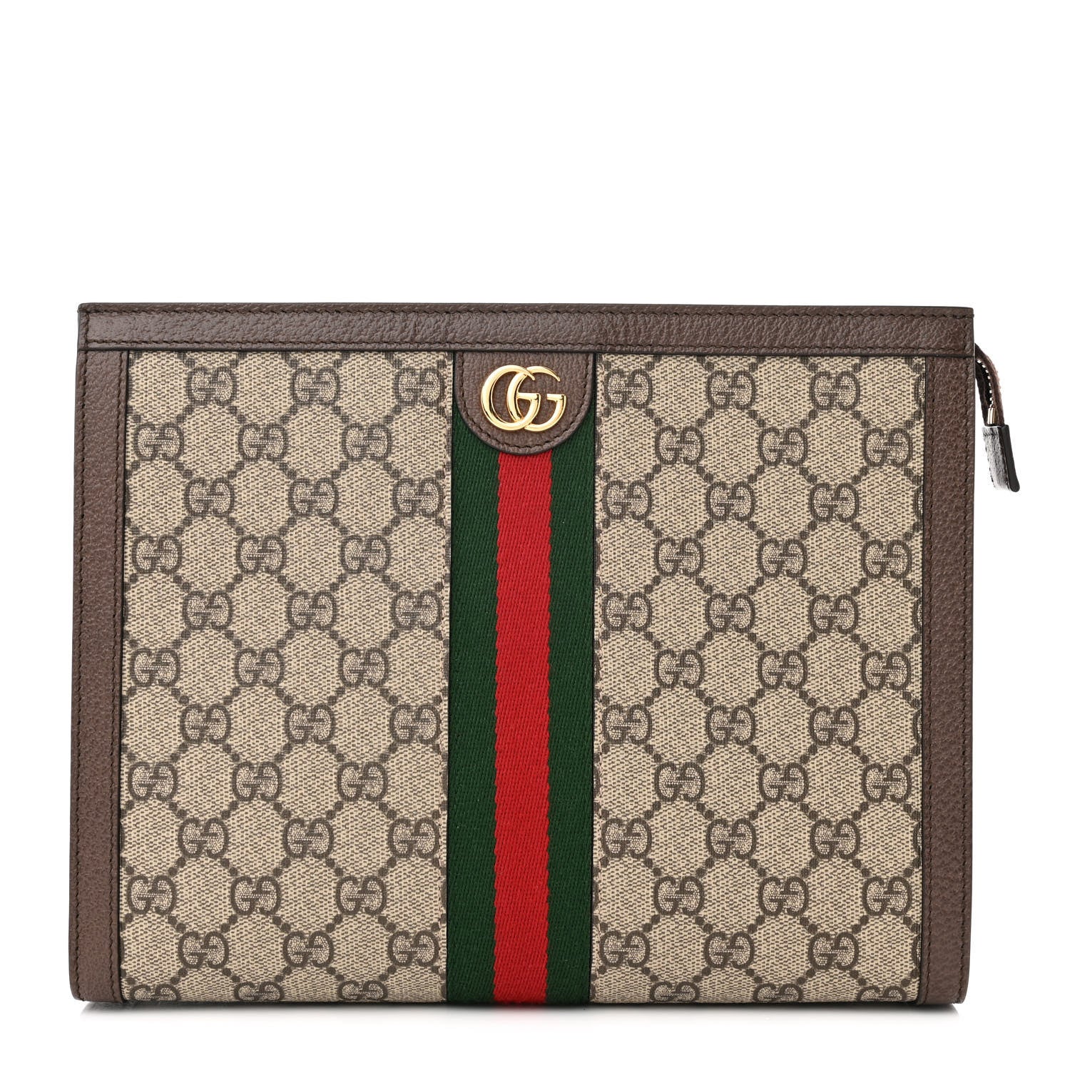 Gucci GG Supreme Monogram Web Ophidia Pouch Brown 1 of 10