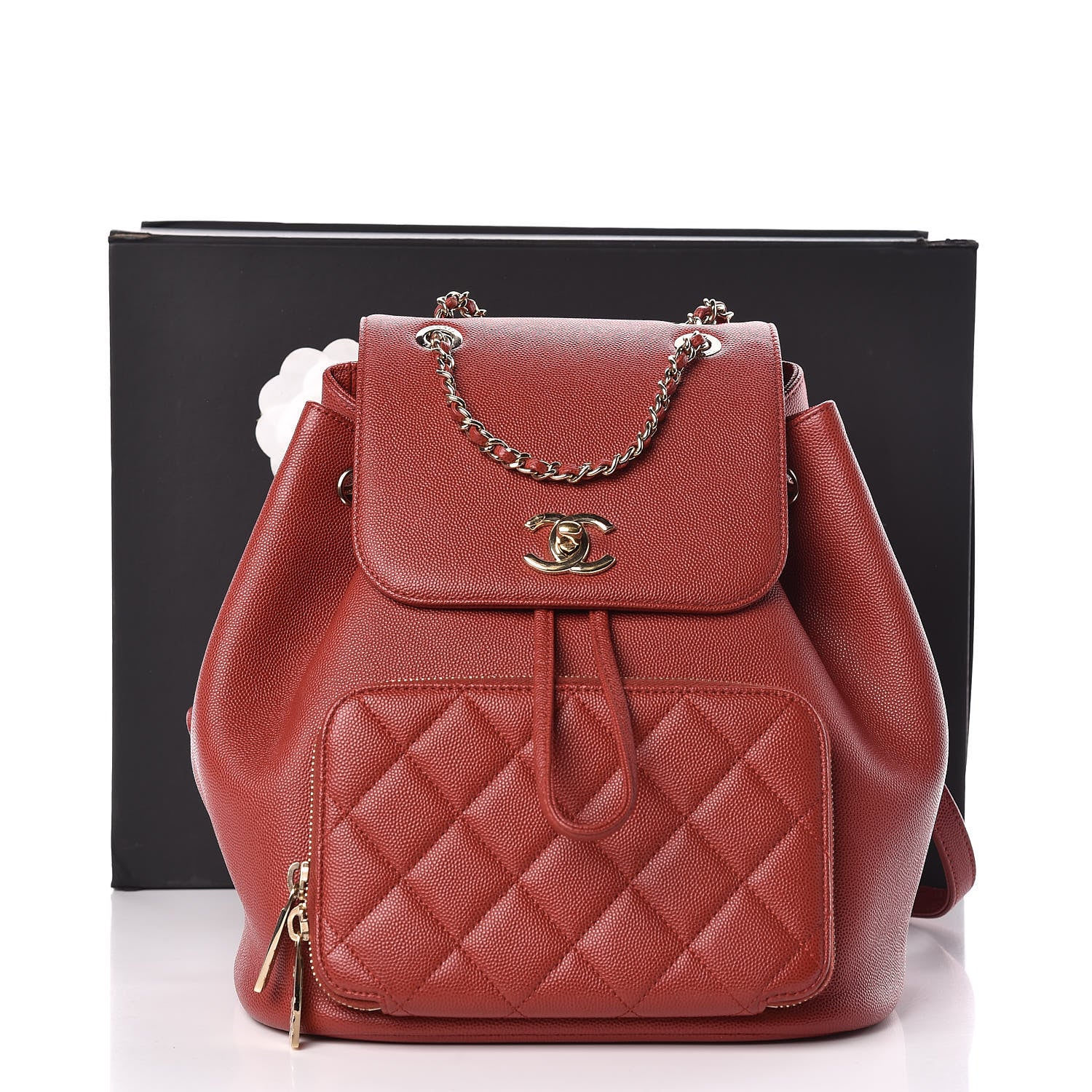 Chanel Caviar Quilted Business Affinity Backpack Burgundy 11 of 11