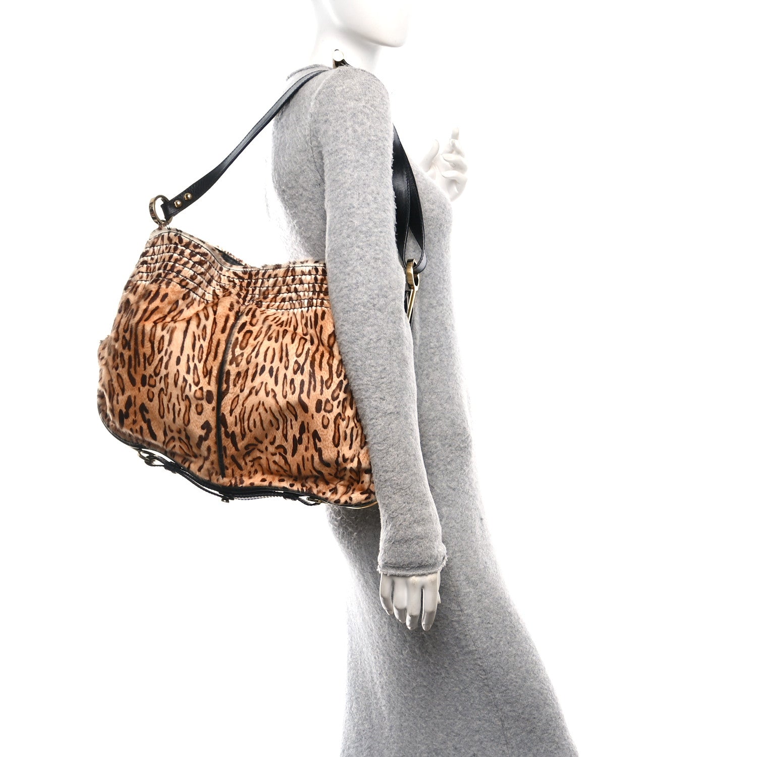 Jimmy Choo Wildcat Print Pony Hair Ayse Hobo Black 1769705