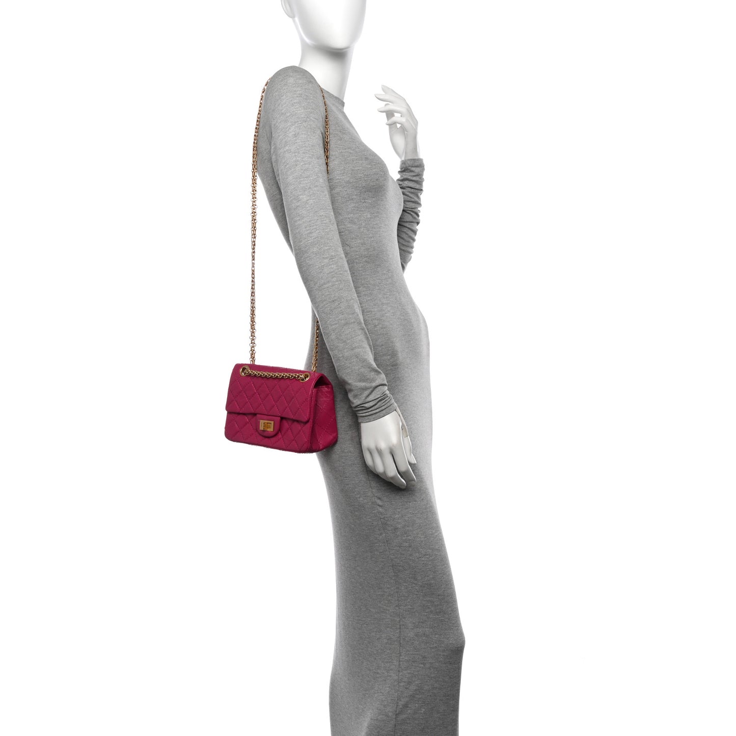 Aged Calfskin Quilted 2.55 Reissue Mini Flap Fuchsia