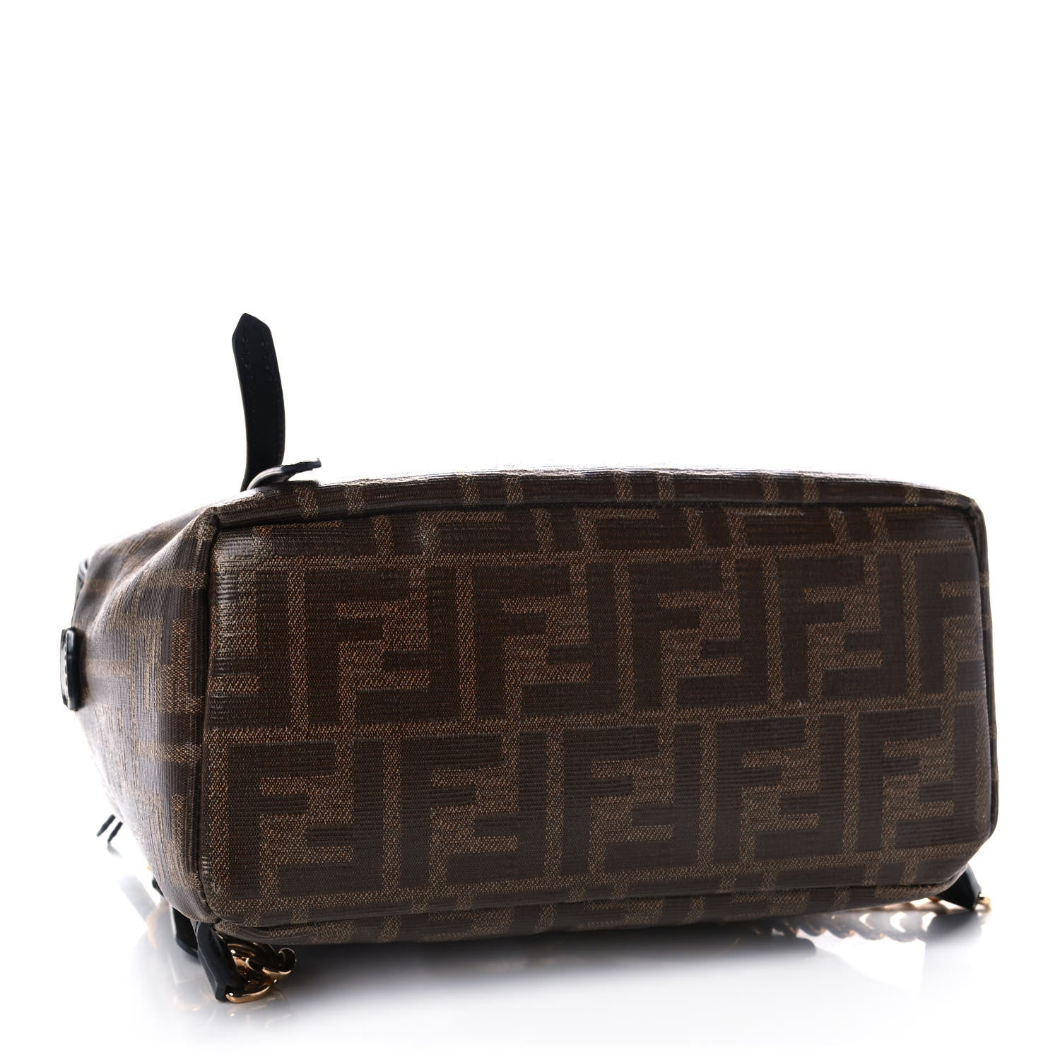 Fendi Glazed Fabric Vitello Century FF 1974 Stamp Patch Mini Backpack Mogano Panna Black 3 of 11