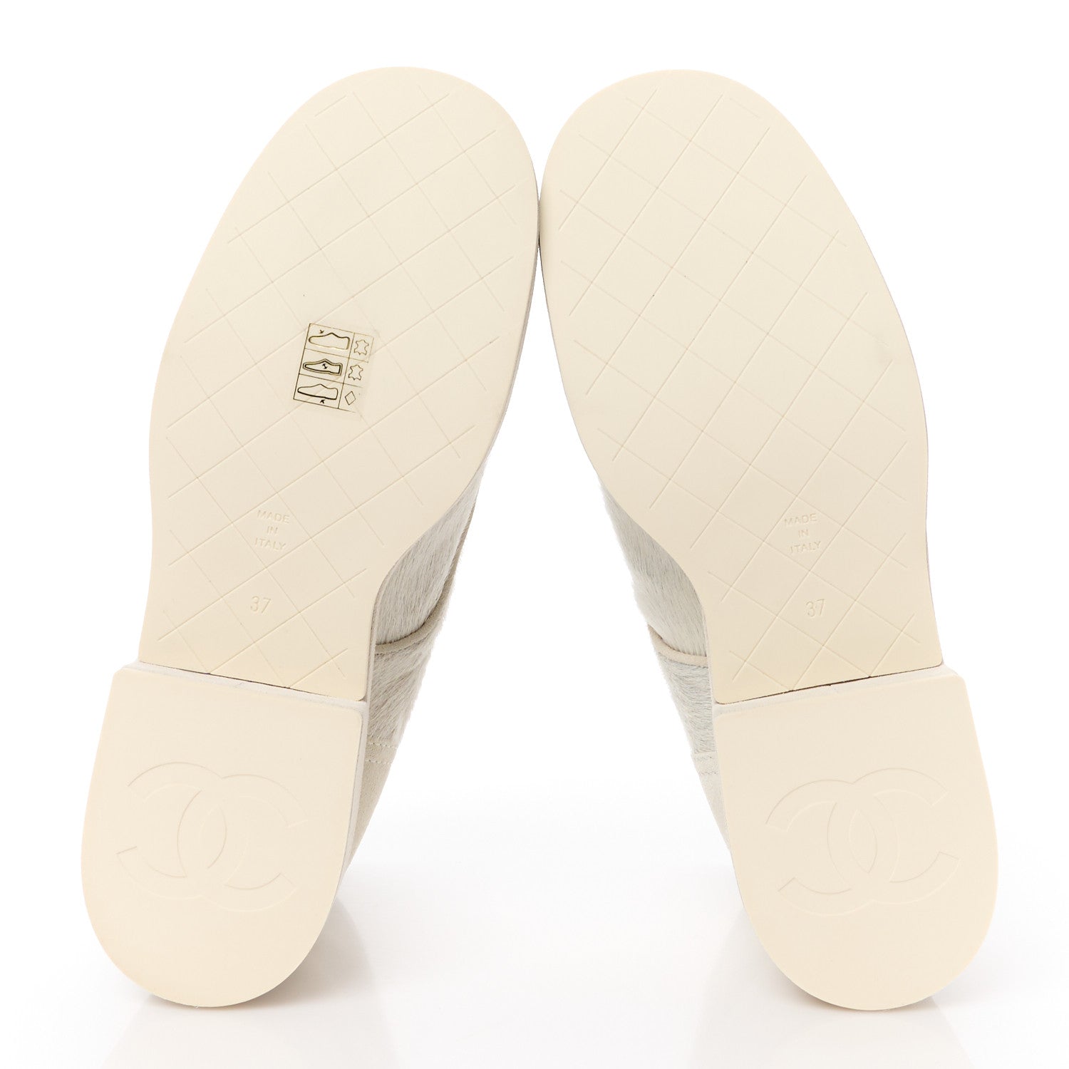 Chanel Suede Pony Hair Shearling Lace Up Combat Boots 37 White 5 of 10