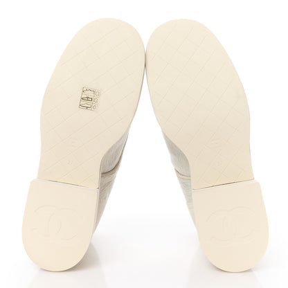 Chanel Suede Pony Hair Shearling Lace Up Combat Boots 37 White 5 of 10