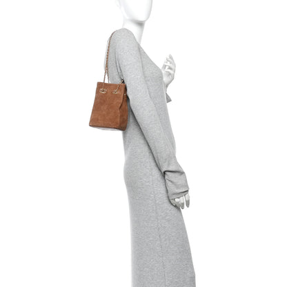 Chanel Suede Quilted Bucket Bag With Chain Camel 2 of 11