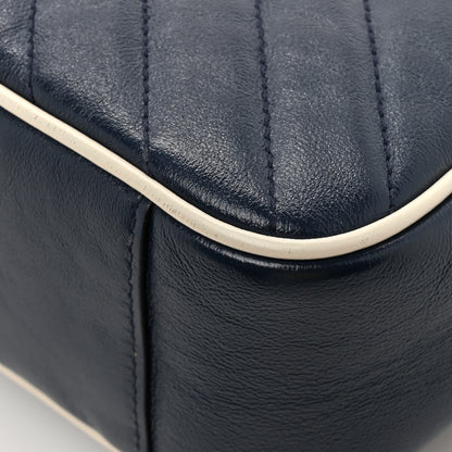 Gucci Vintage Effect Calfskin Matelasse Diagonal Small Torchon GG Marmont Shoulder Bag Blue Agata Mystic White 14 of 15