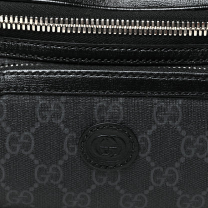 Gucci GG Supreme Monogram Textured Calfskin Retro Interlocking G Belt Bag Black 8 of 10