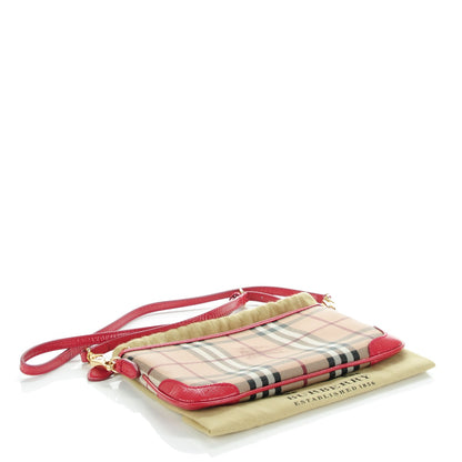 Burberry Haymarket Check Small Peyton Crossbody Clutch Bag Bright Rose 4 of 8