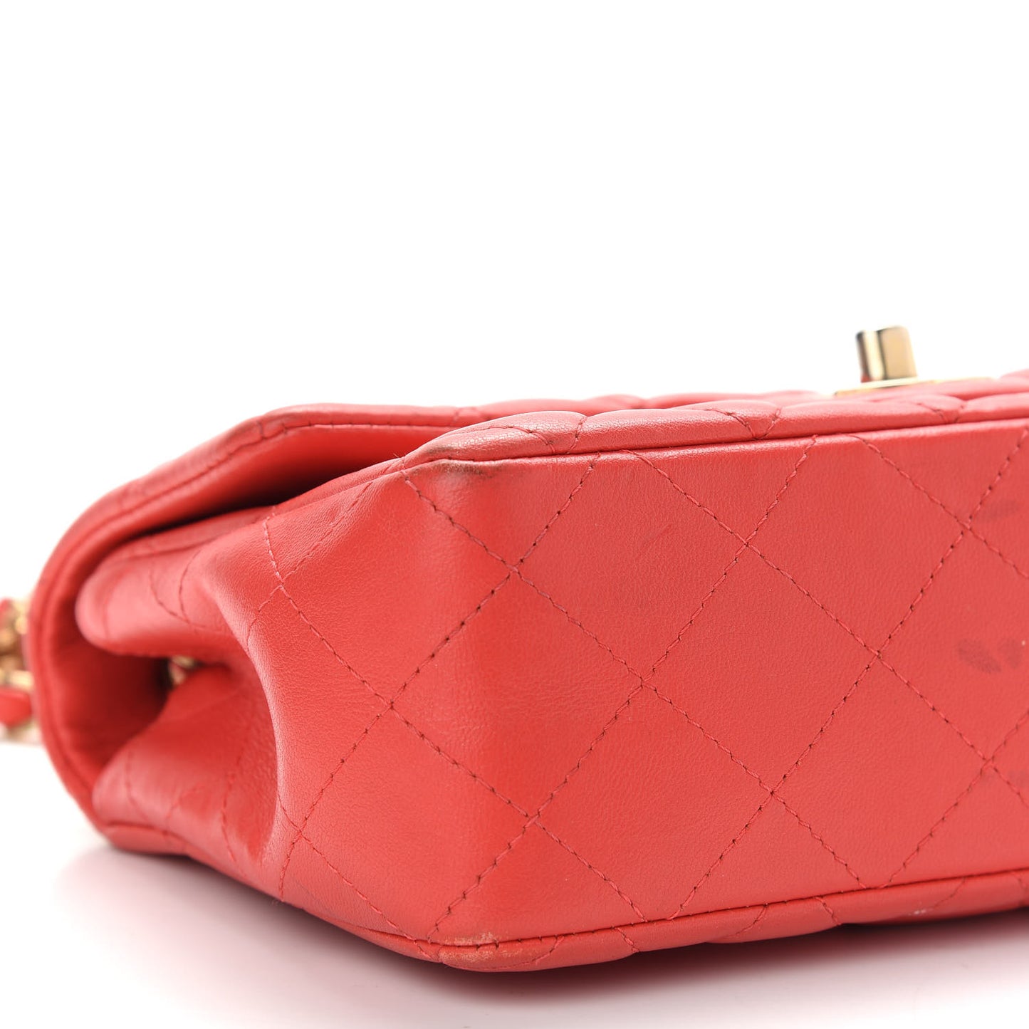 Lambskin Quilted Mini Rectangular Flap Red