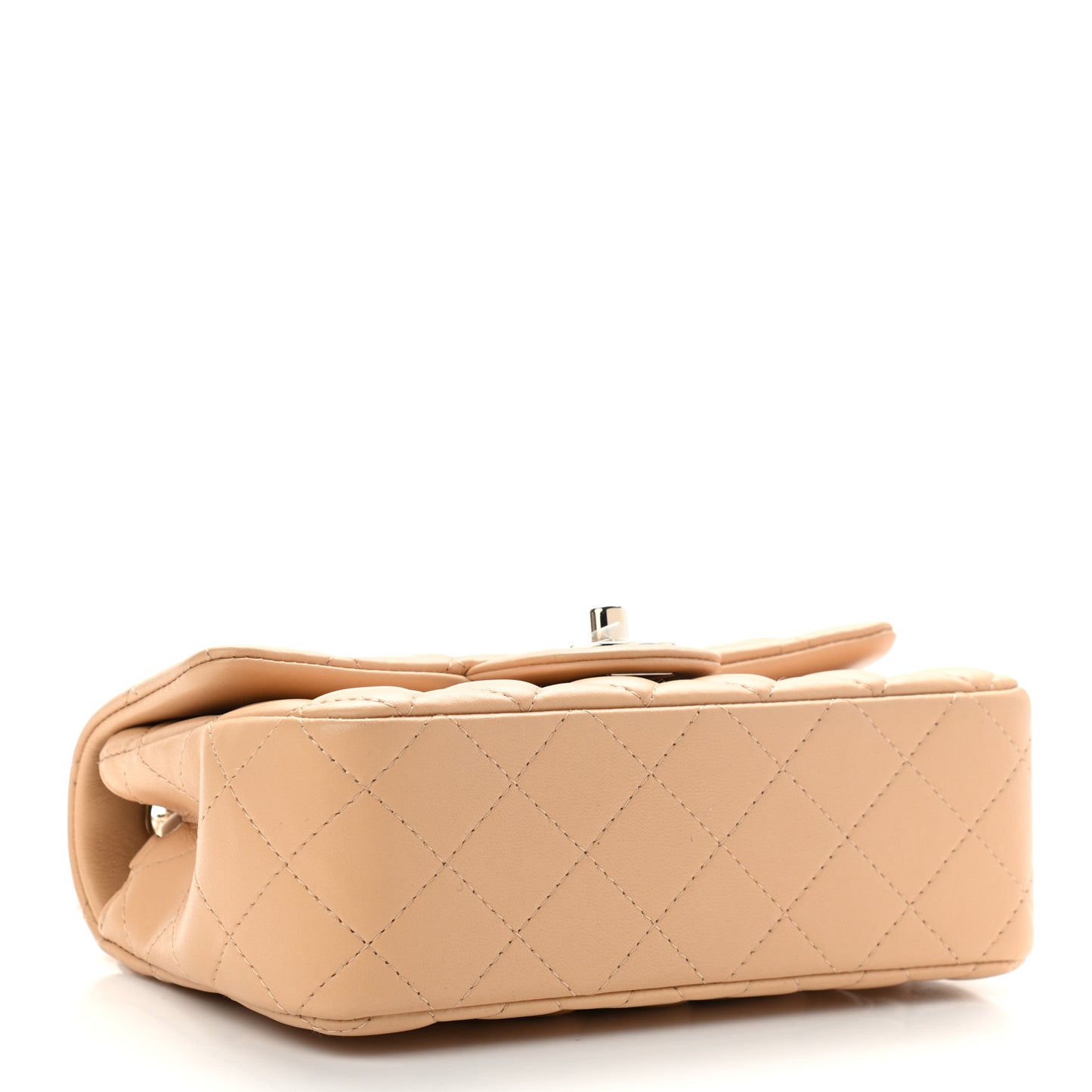 Lambskin Quilted Mini Rectangular Flap Beige