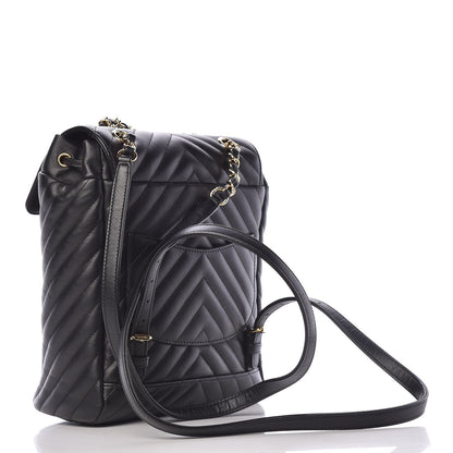 Chanel Calfskin Chevron Quilted Small Urban Spirit Backpack Black 3 of 13