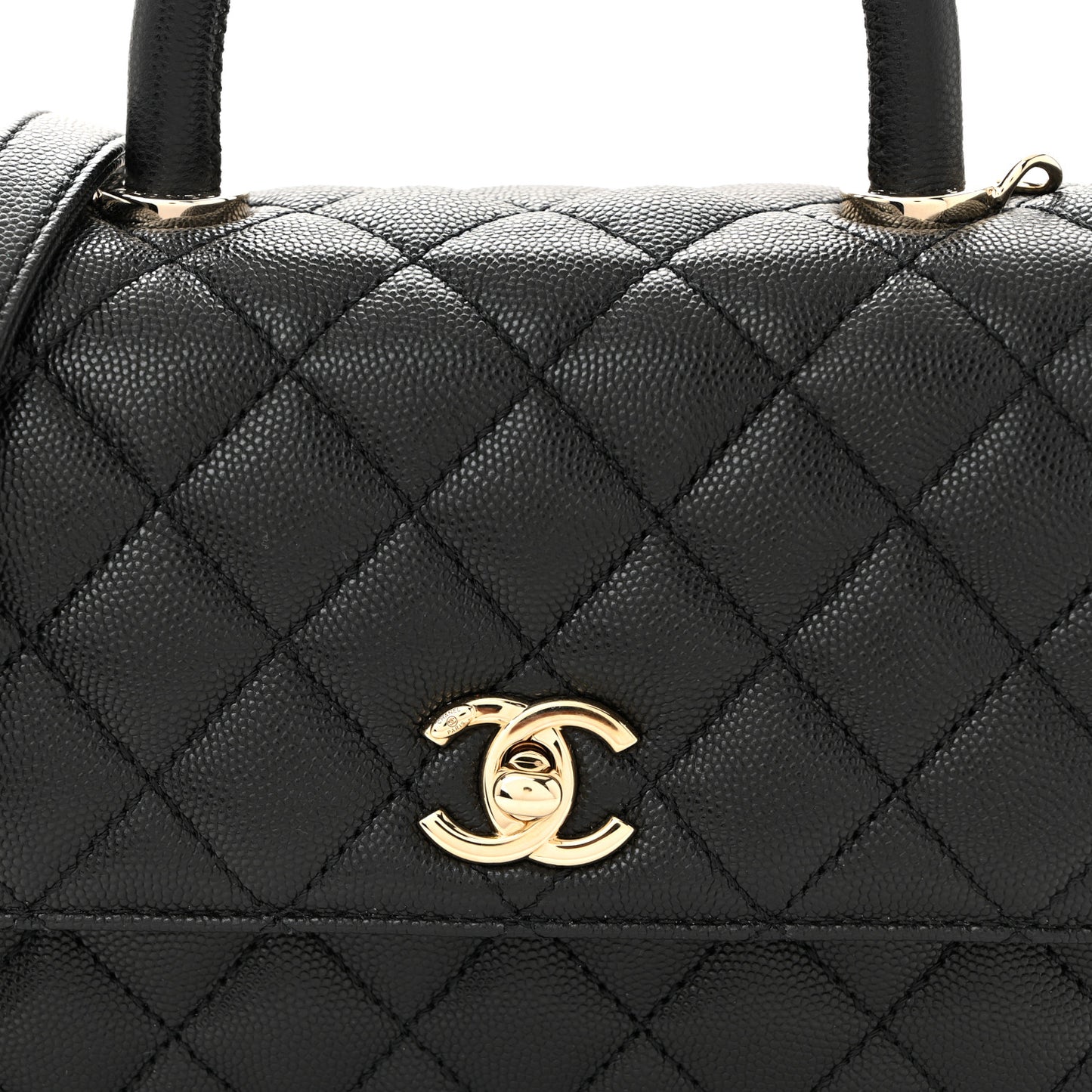 Caviar Quilted Mini Coco Handle Flap Black