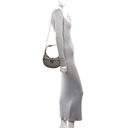 Gucci GG Supreme Monogram Textured Dollar Calfskin Small Ophidia Shoulder Bag Beige Ebony New Acero 2 of 10