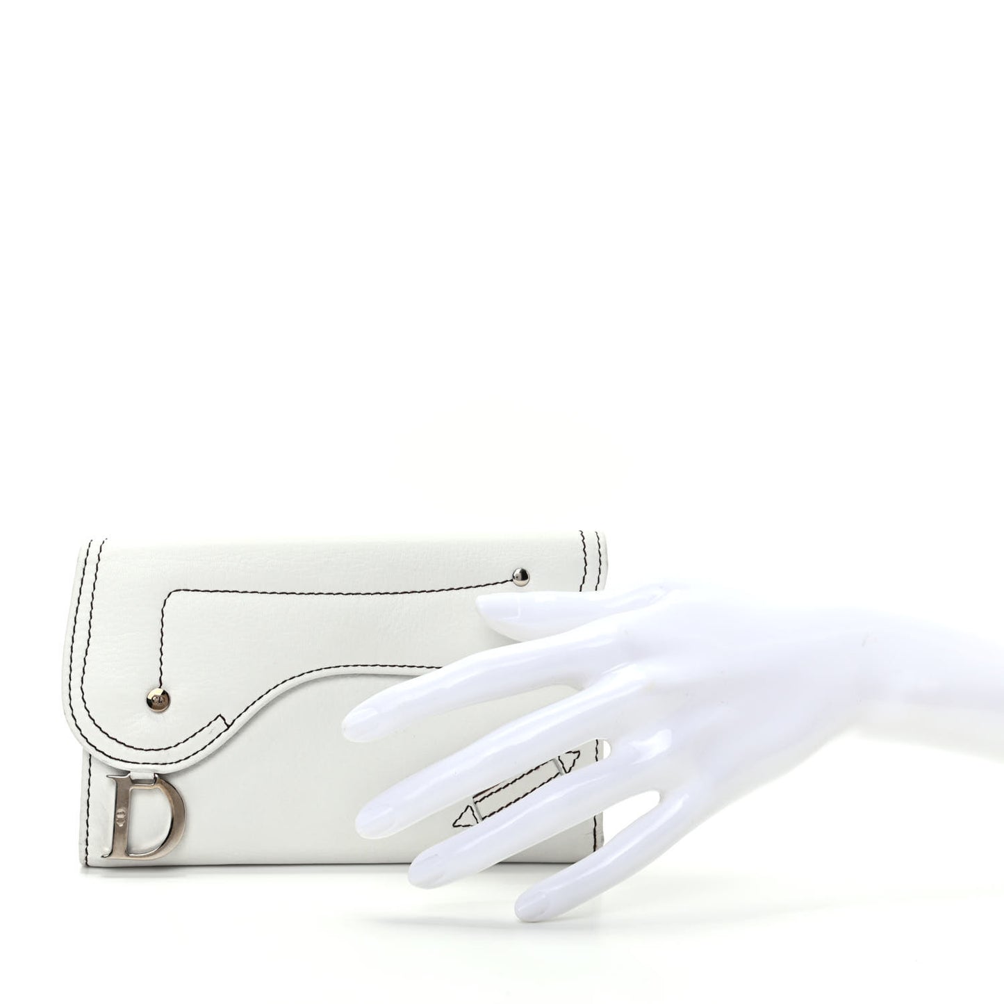 Calfskin Saddle Wallet White