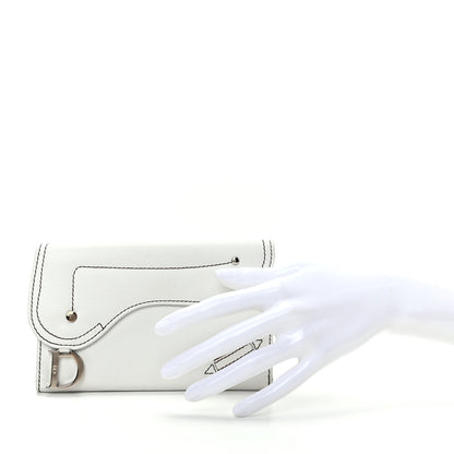 Christian Dior Calfskin Saddle Wallet White 2 of 7