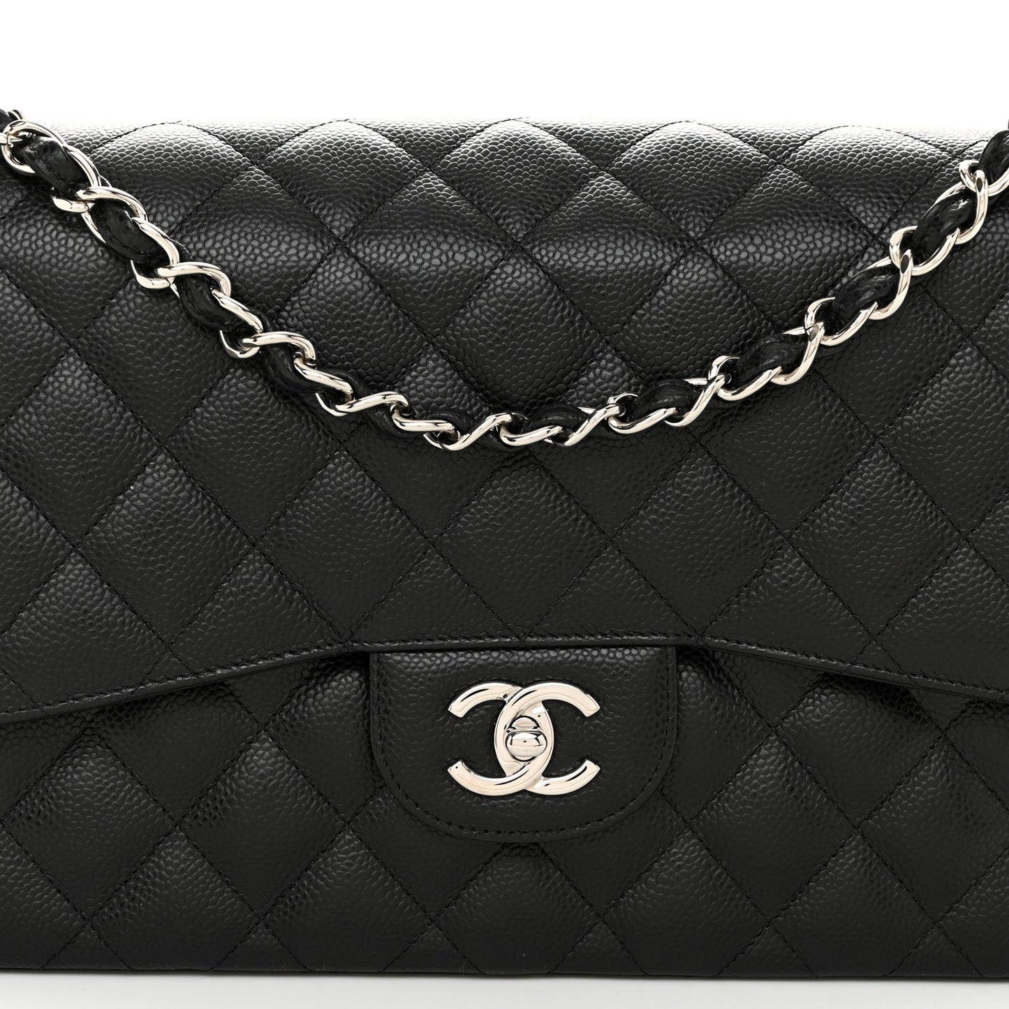 Caviar Quilted Jumbo Double Flap Black