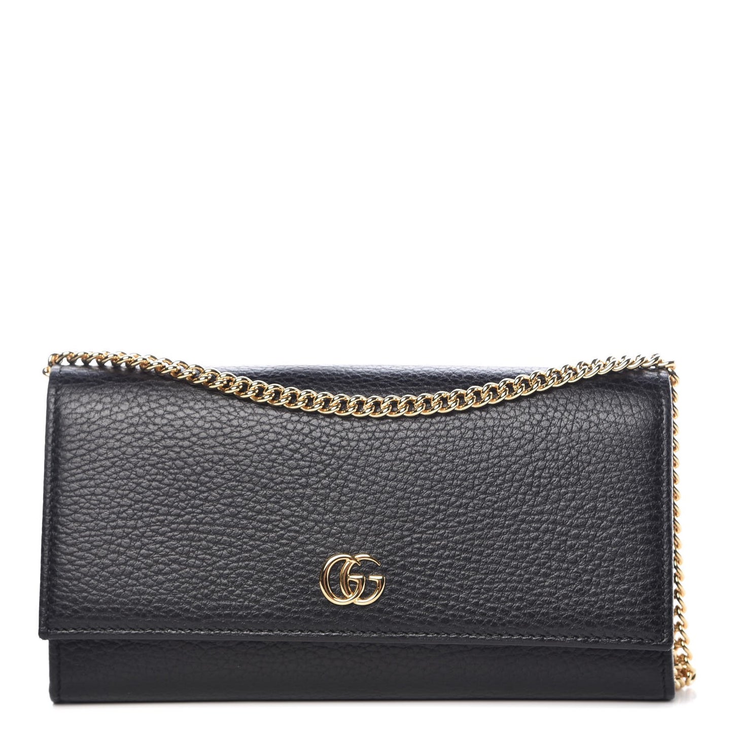 Calfskin Petite GG Marmont Wallet Chain Bag Black