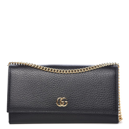 Gucci Calfskin Petite GG Marmont Wallet Chain Bag Black 1 of 9