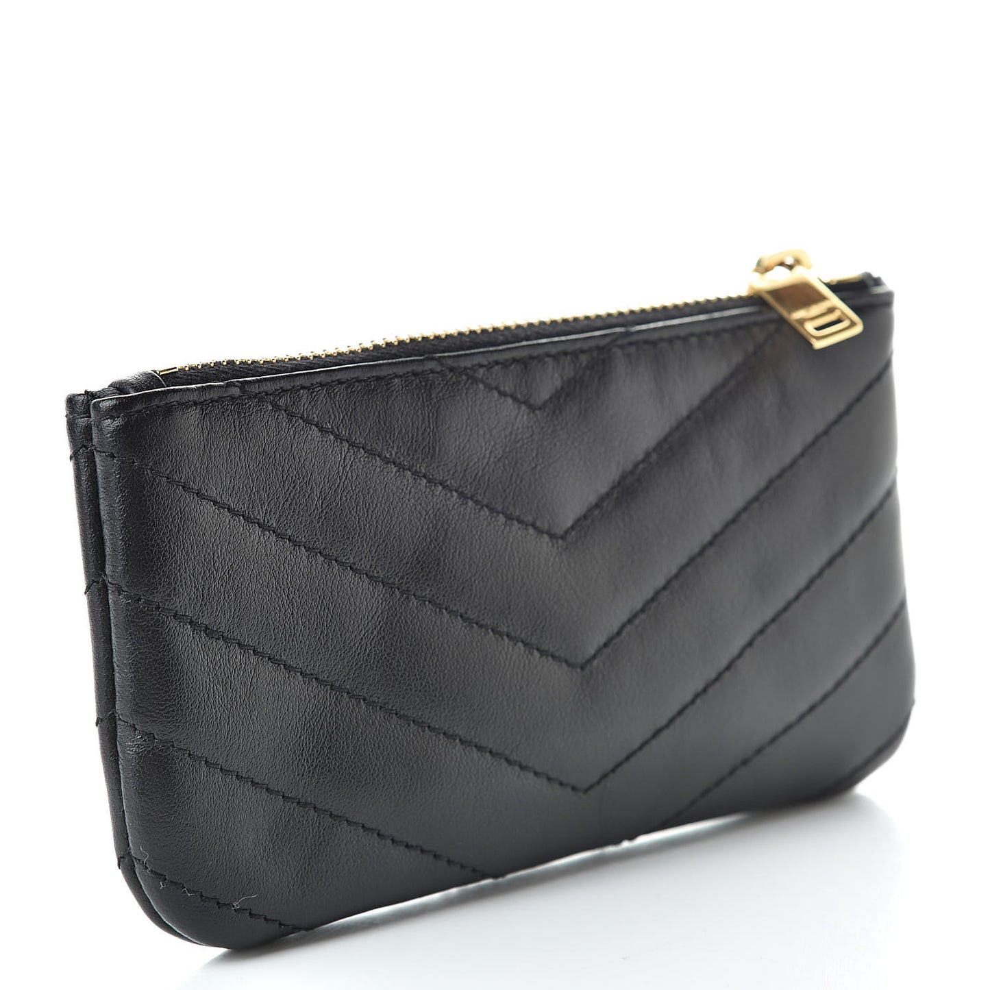 Calfskin Matelasse Monogram Key Pouch Black