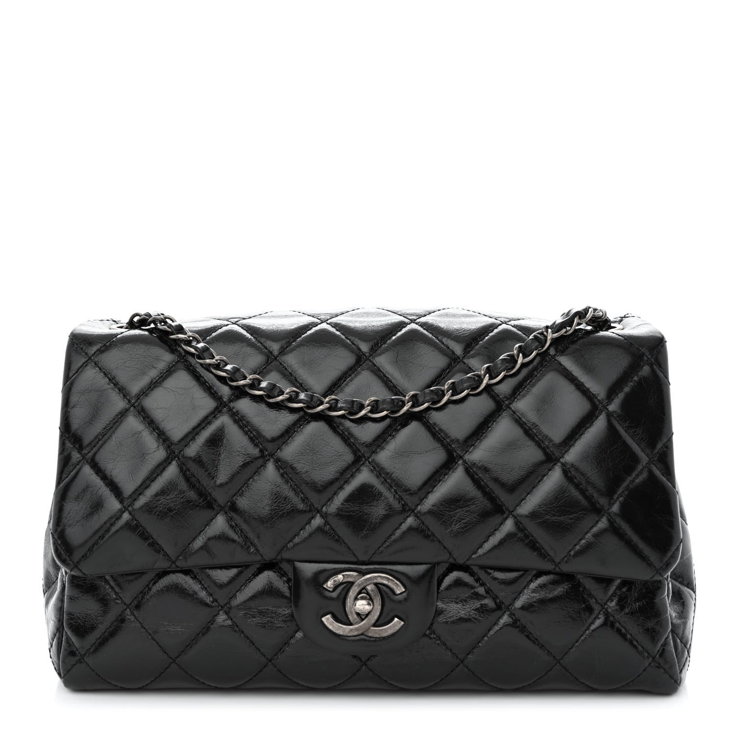 Chanel Glazed Calfskin Quilted Large Coco Soft Flap Black 1 of 10