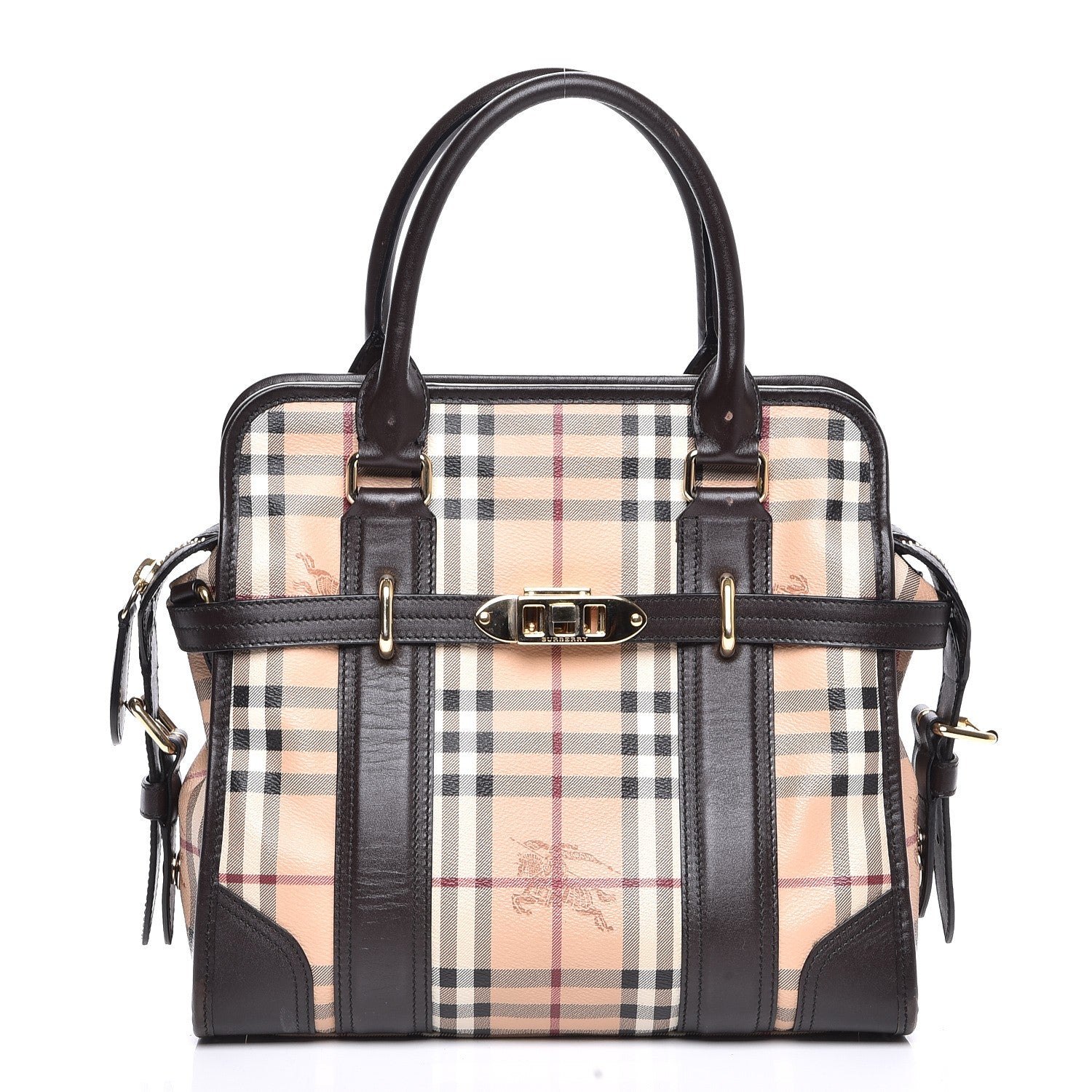 Burberry Haymarket Check Medium Golderton Tote Chocolate 1 of 8