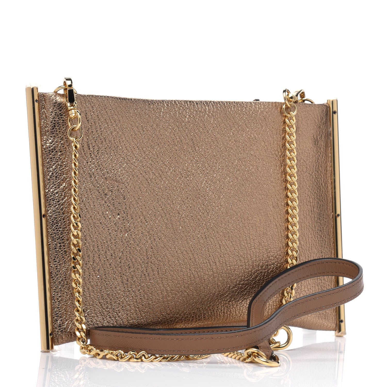 Chloe Metallic Calfskin Mini Roy Chain Pouch Gold 2 of 4