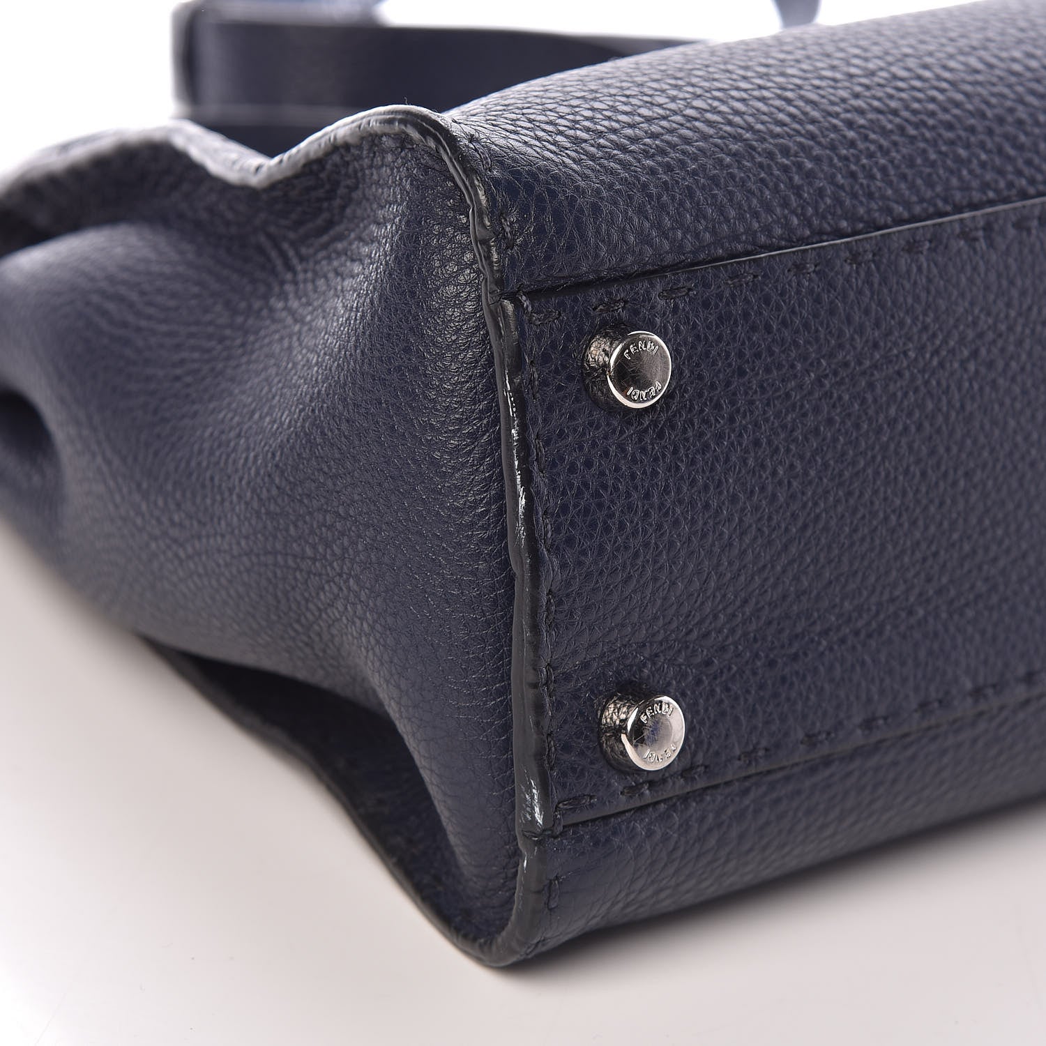 Fendi Cuoio Romano Selleria Medium Peekaboo Iconic Satchel Blue Notte 9 of 10