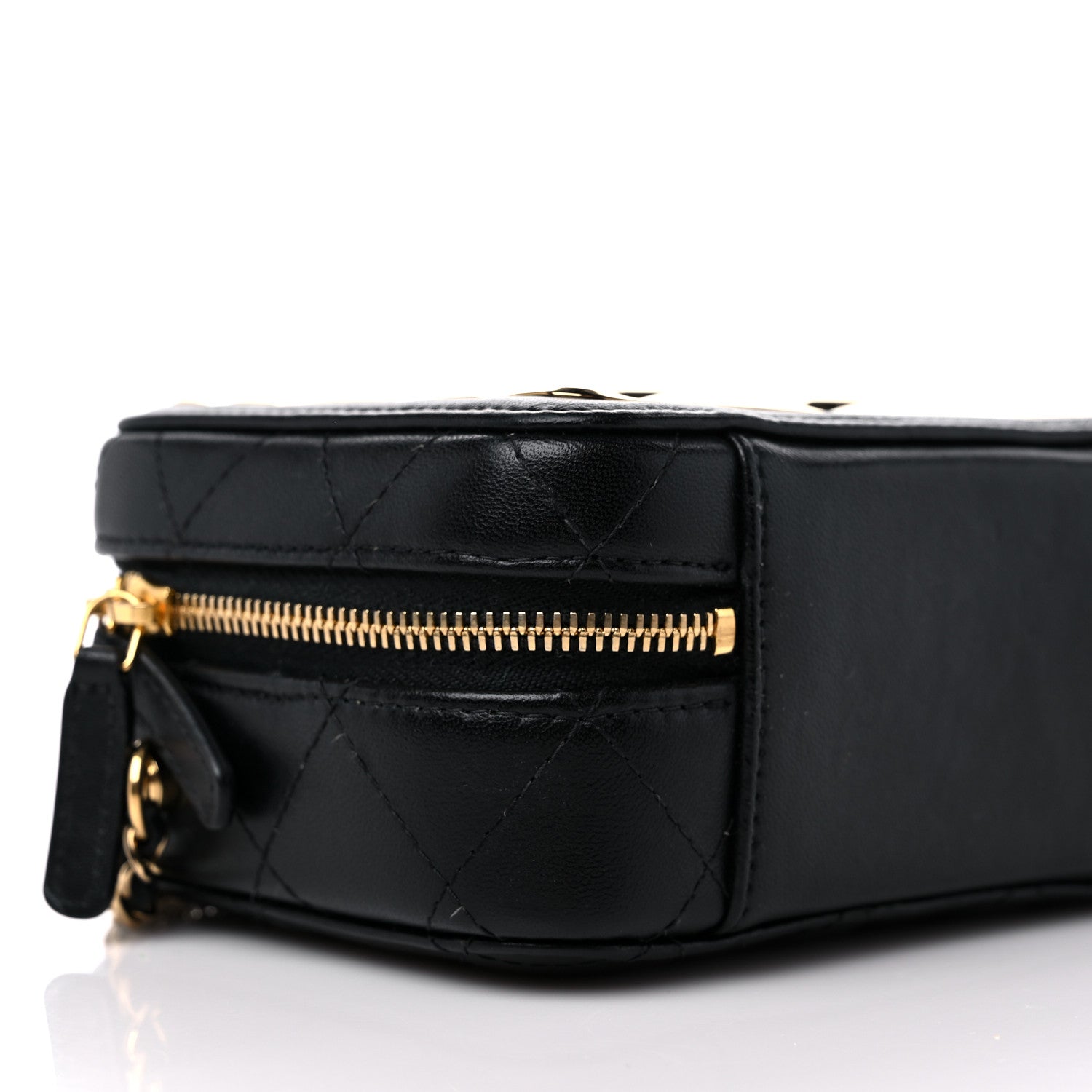 Chanel Lambskin Quilted Golden Plate Clutch With Chain Black 8 of 10