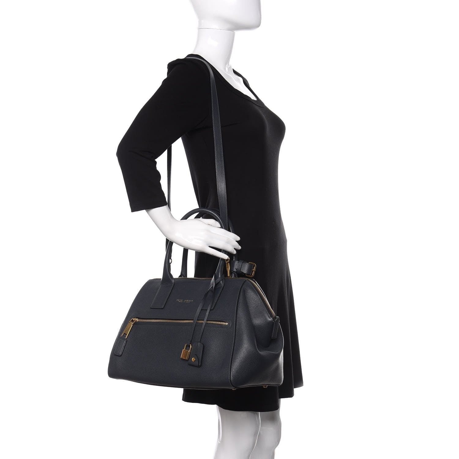 Marc Jacobs Textured Calfskin Medium Incognito Satchel Navy 2 of 11
