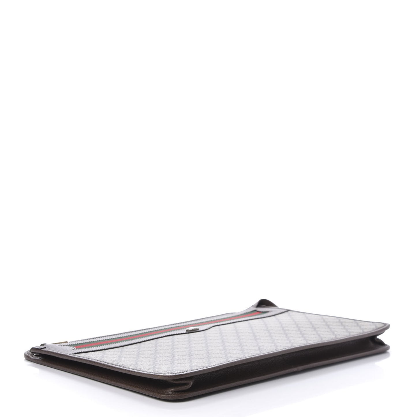 GG Supreme Monogram Textured Calfskin Web Ophidia Documents Holder Beige Ebony New Acero