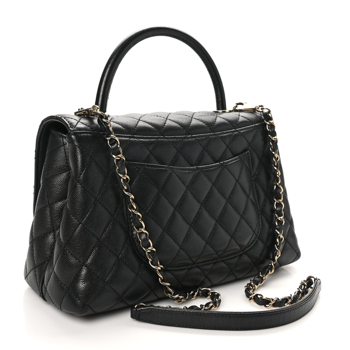 Caviar Quilted Small Coco Handle Flap Black