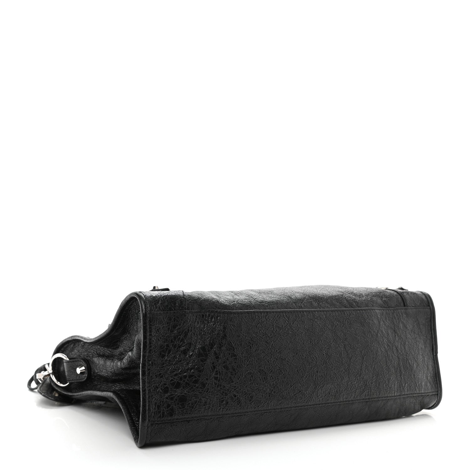 Balenciaga Agneau Classic Silver Hardware City Logo Strap Black White 5 of 9