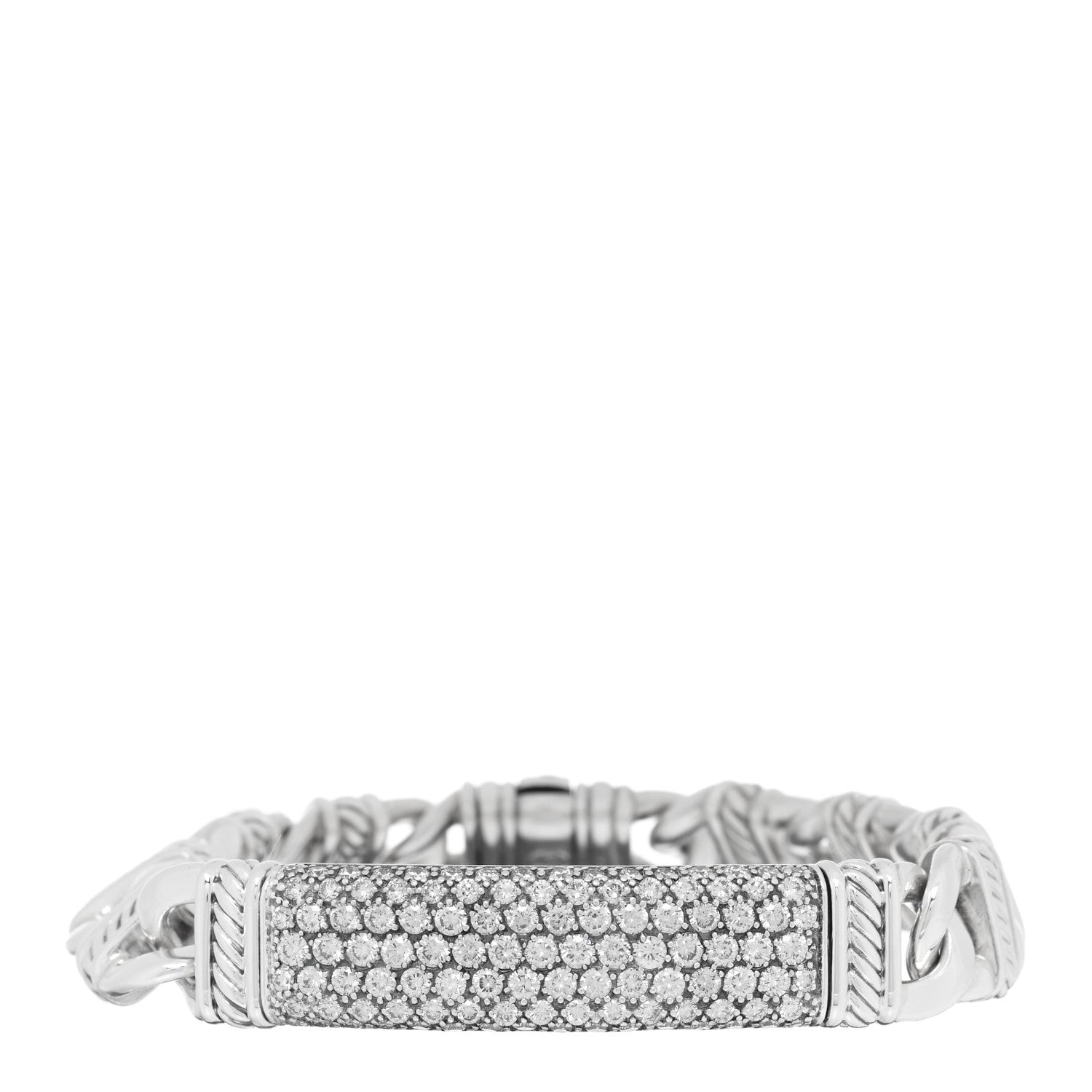 David Yurman Sterling Silver Diamond Madison Pave ID Bracelet 1 of 3