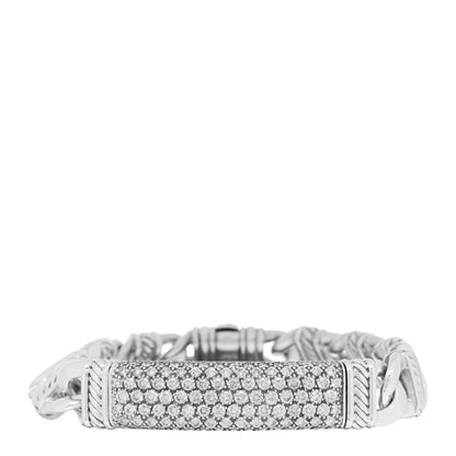 David Yurman Sterling Silver Diamond Madison Pave ID Bracelet 1 of 3