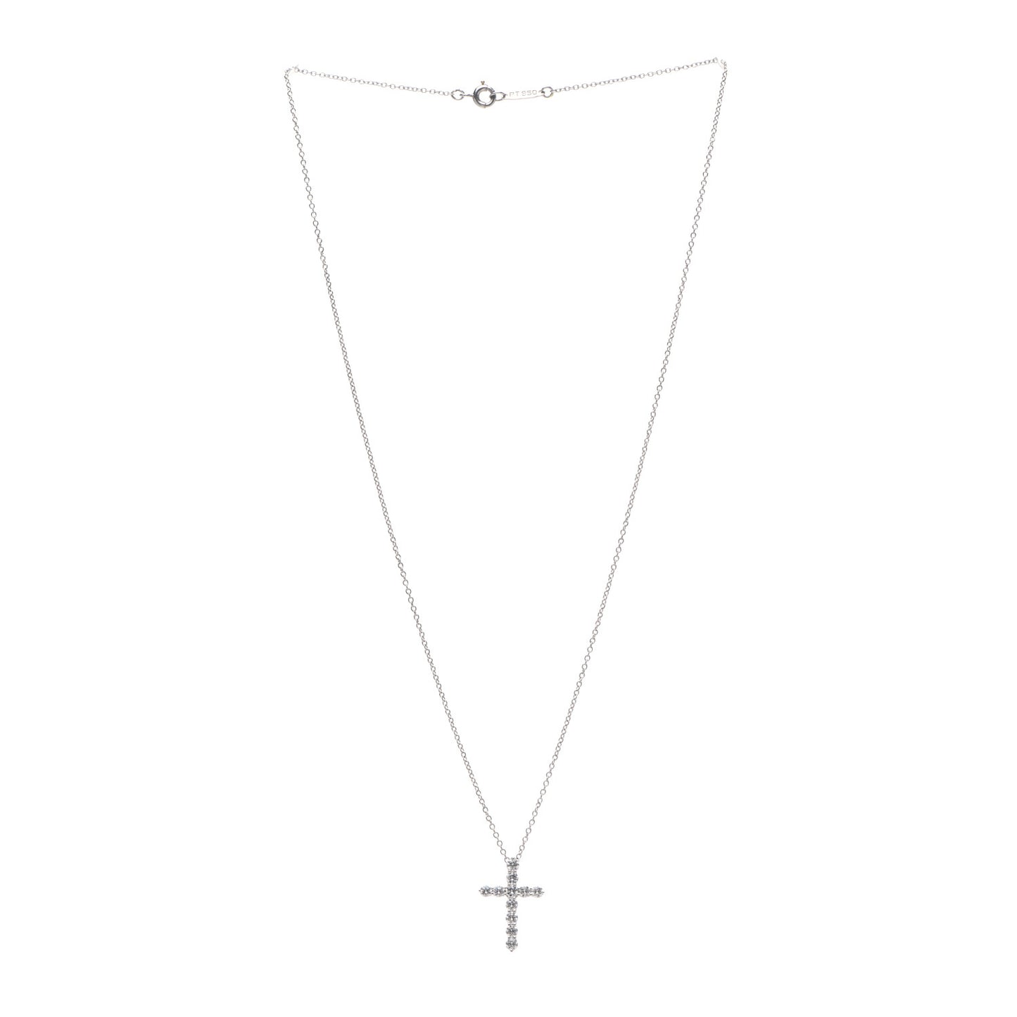 Platinum Diamond Small Cross Pendant Necklace