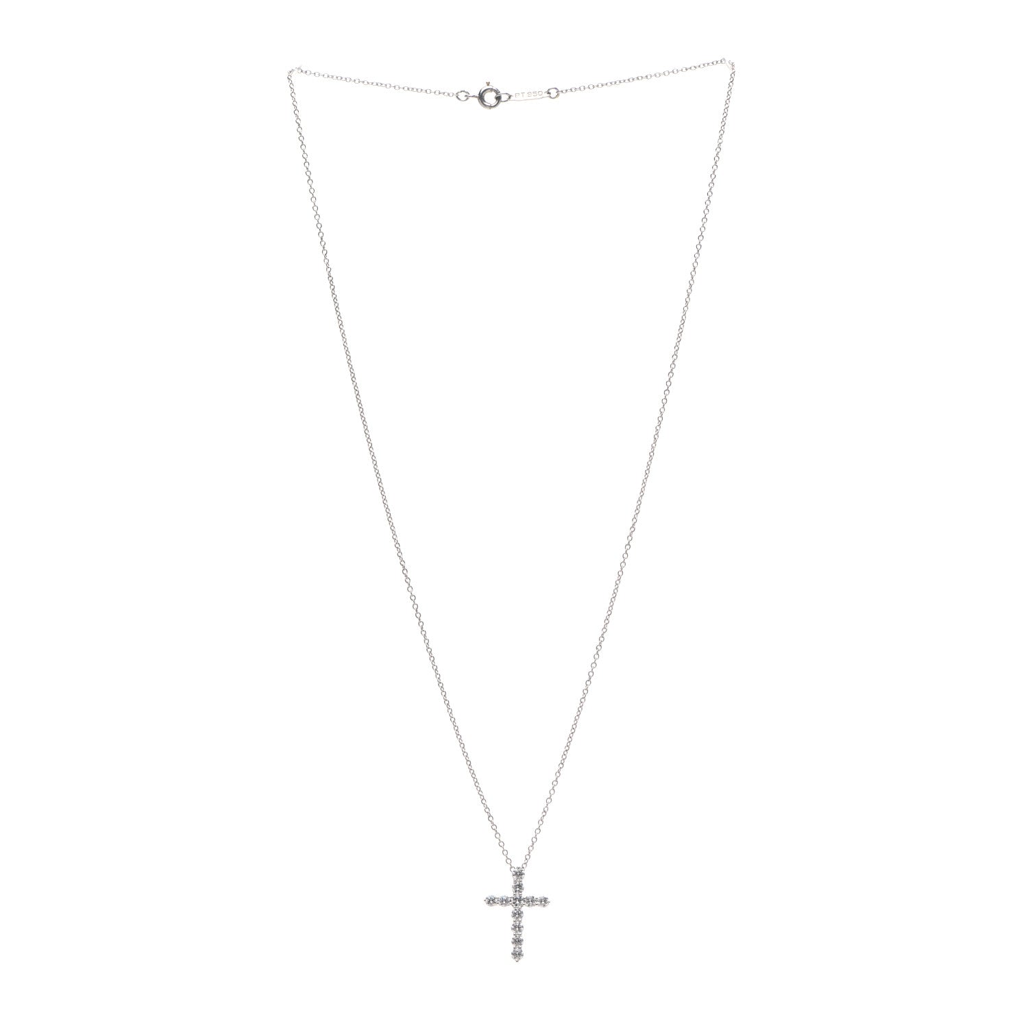 Tiffany Platinum Diamond Small Cross Pendant Necklace 3 of 5