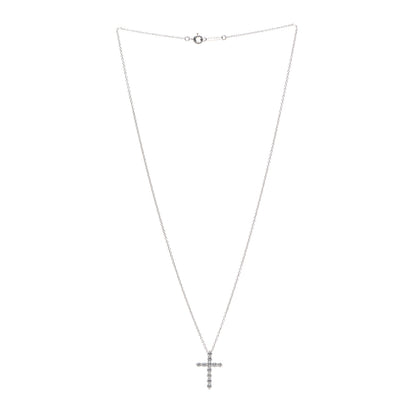 Tiffany Platinum Diamond Small Cross Pendant Necklace 3 of 5