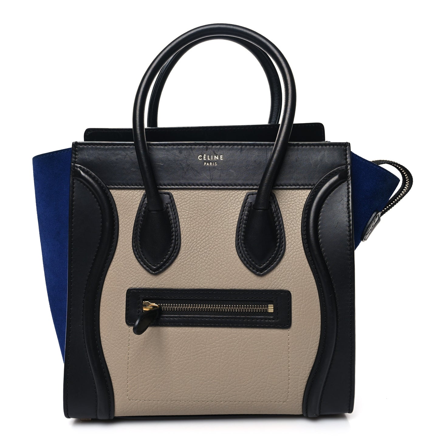 Elephant Calfskin Suede Micro Tri-Color Luggage Sand