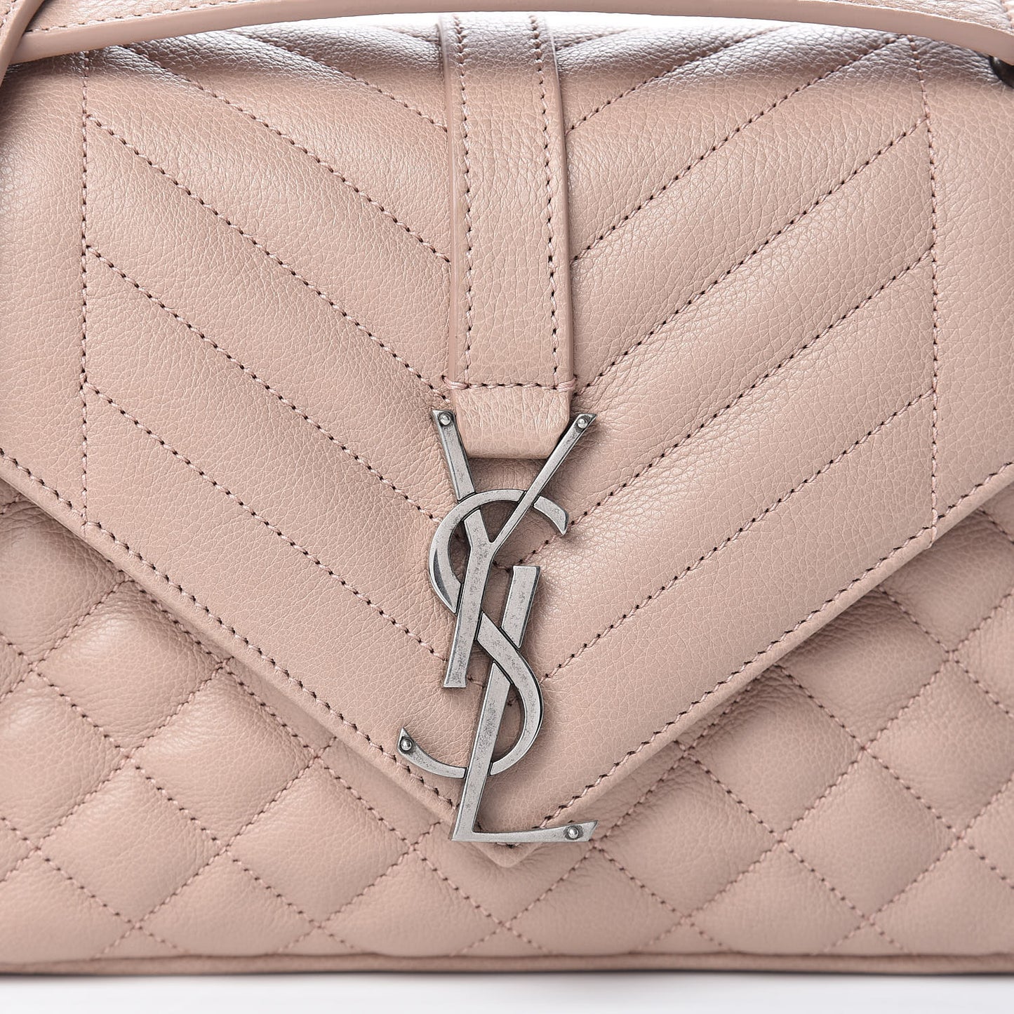 Grained Calfskin Medium Triquilt College Monogram Satchel Rose