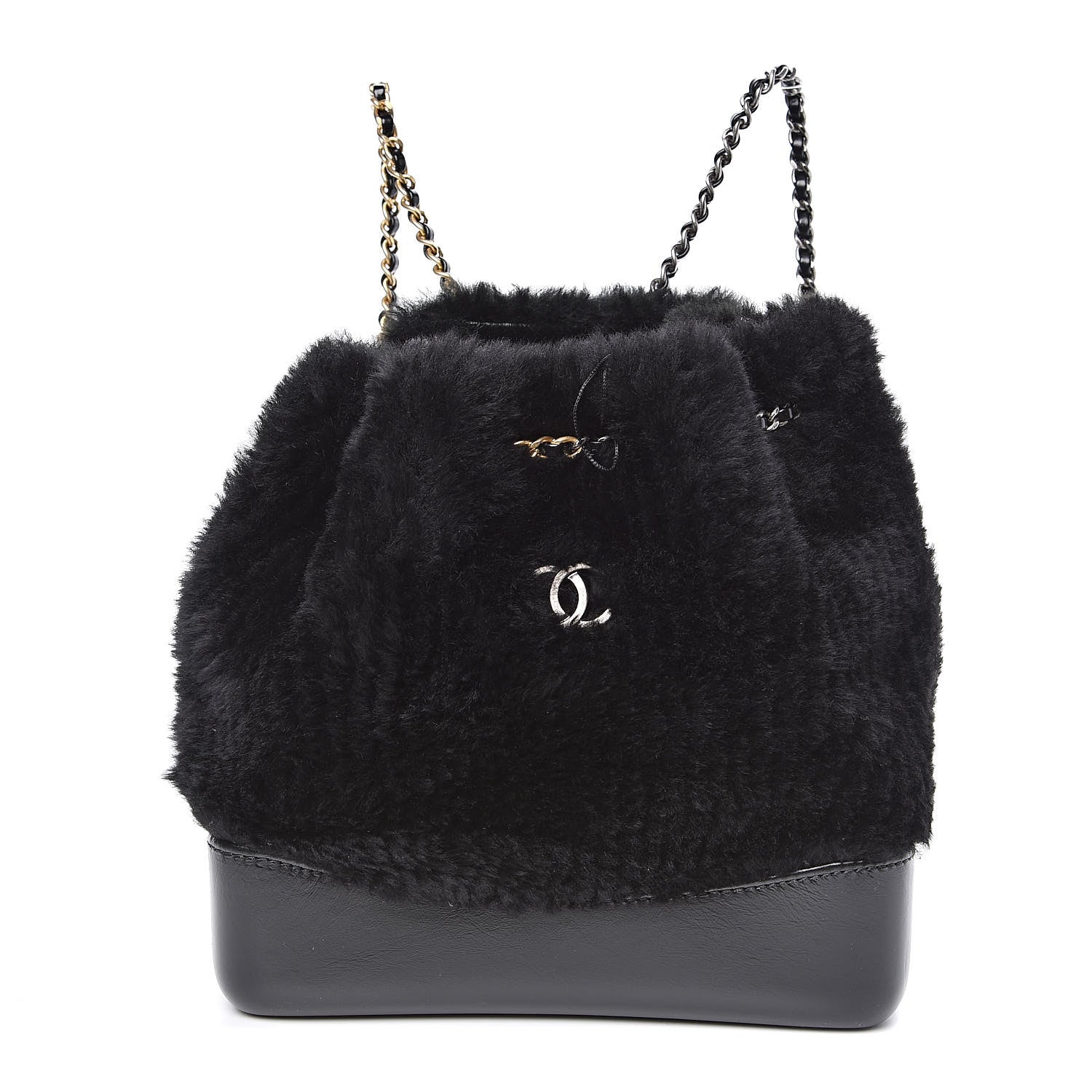 Chanel Shearling Small Gabrielle Backpack Black 1 of 10