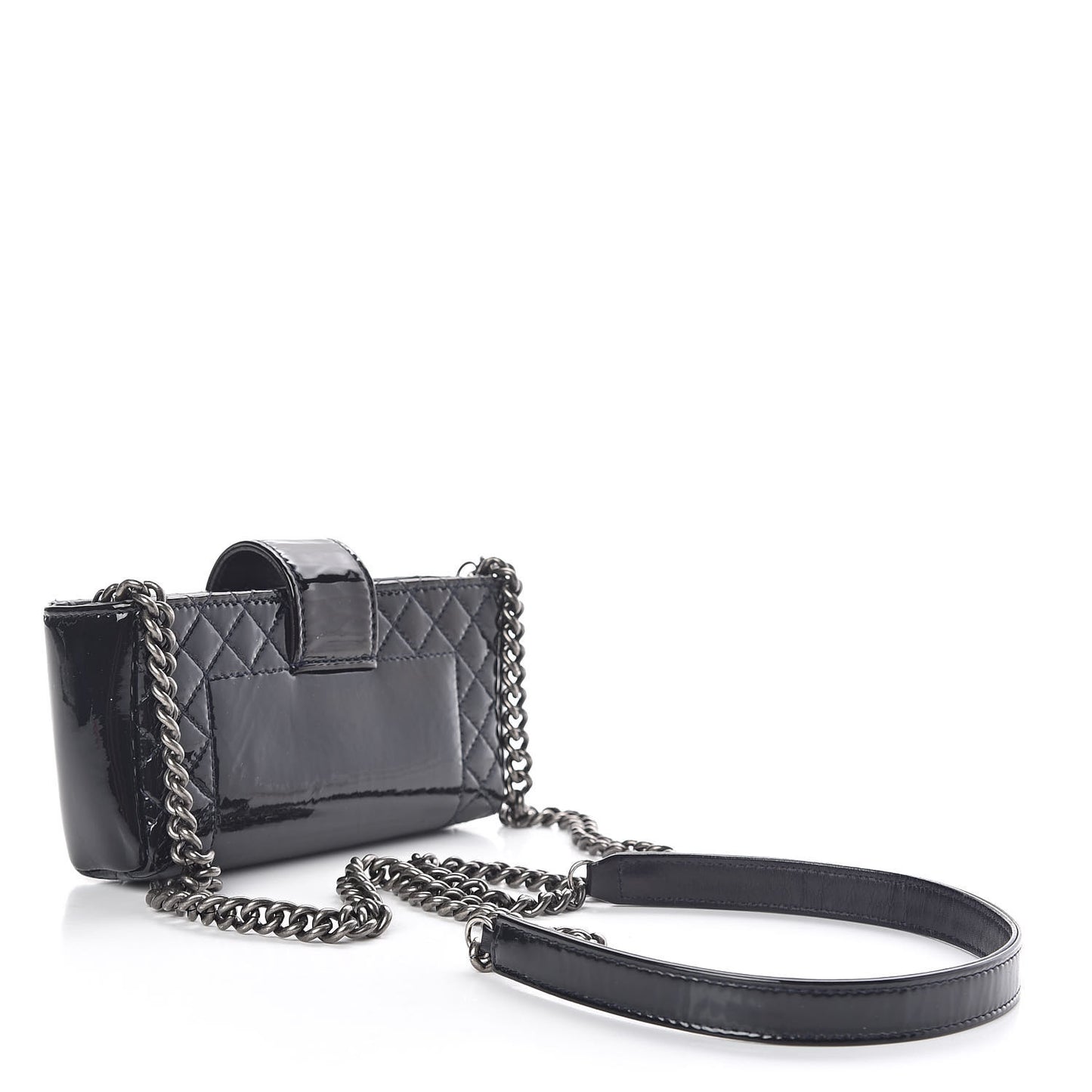 Patent Mini Boy Reverso Phone Holder Crossbody Navy