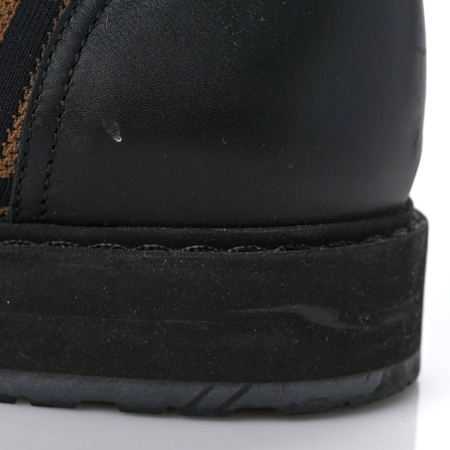Calfskin Stretch Fabric FF Rockoko Biker Boots 40 Black Tobacco